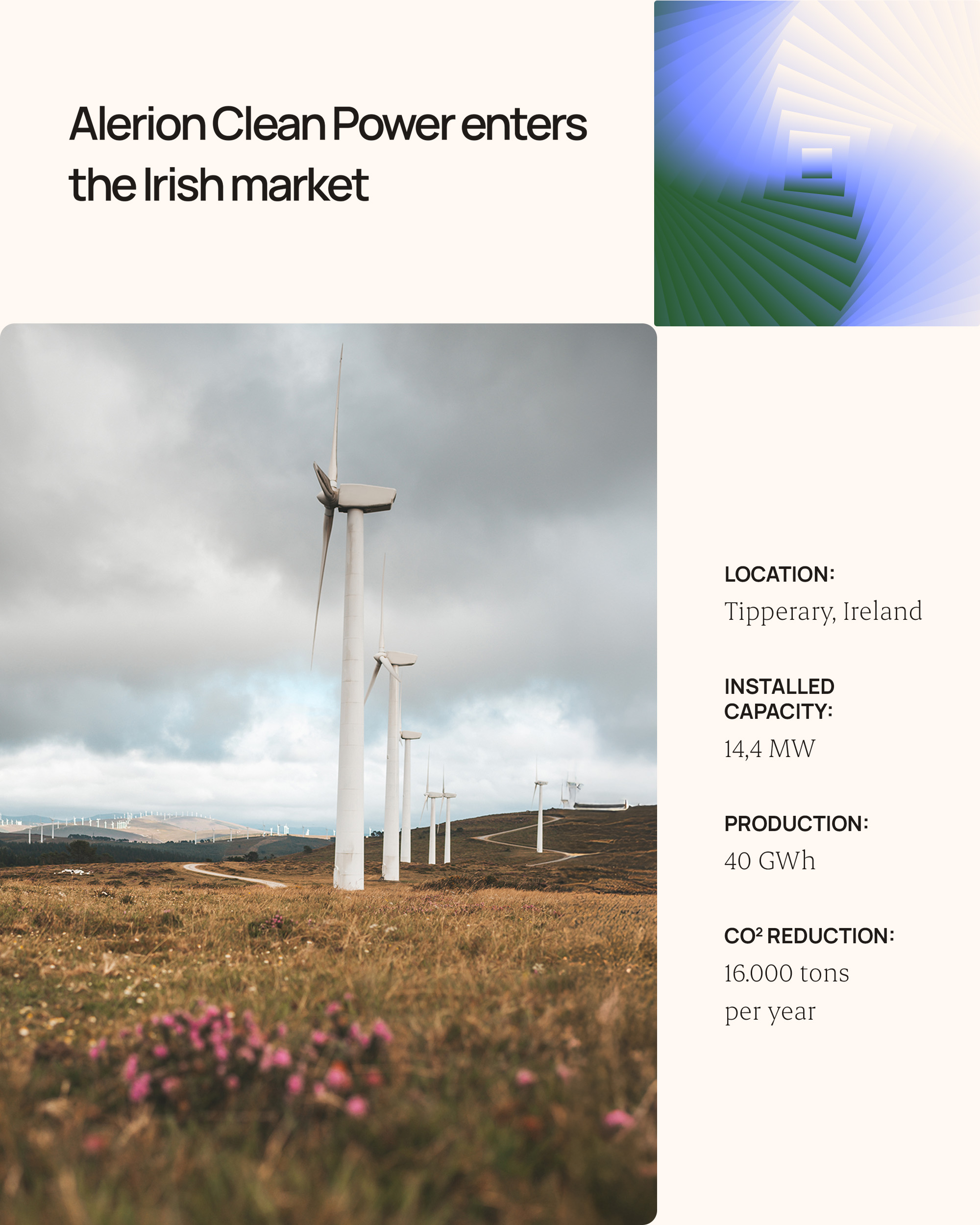 Alerion Clean Power enters in the irish market