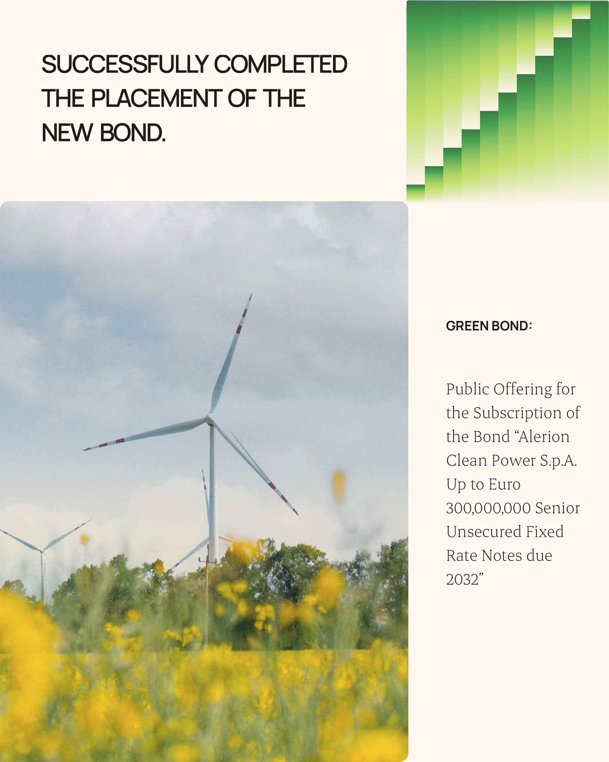 Strong Market Confidence: Successfully Placed &euro;300 Million Green Bond 2026