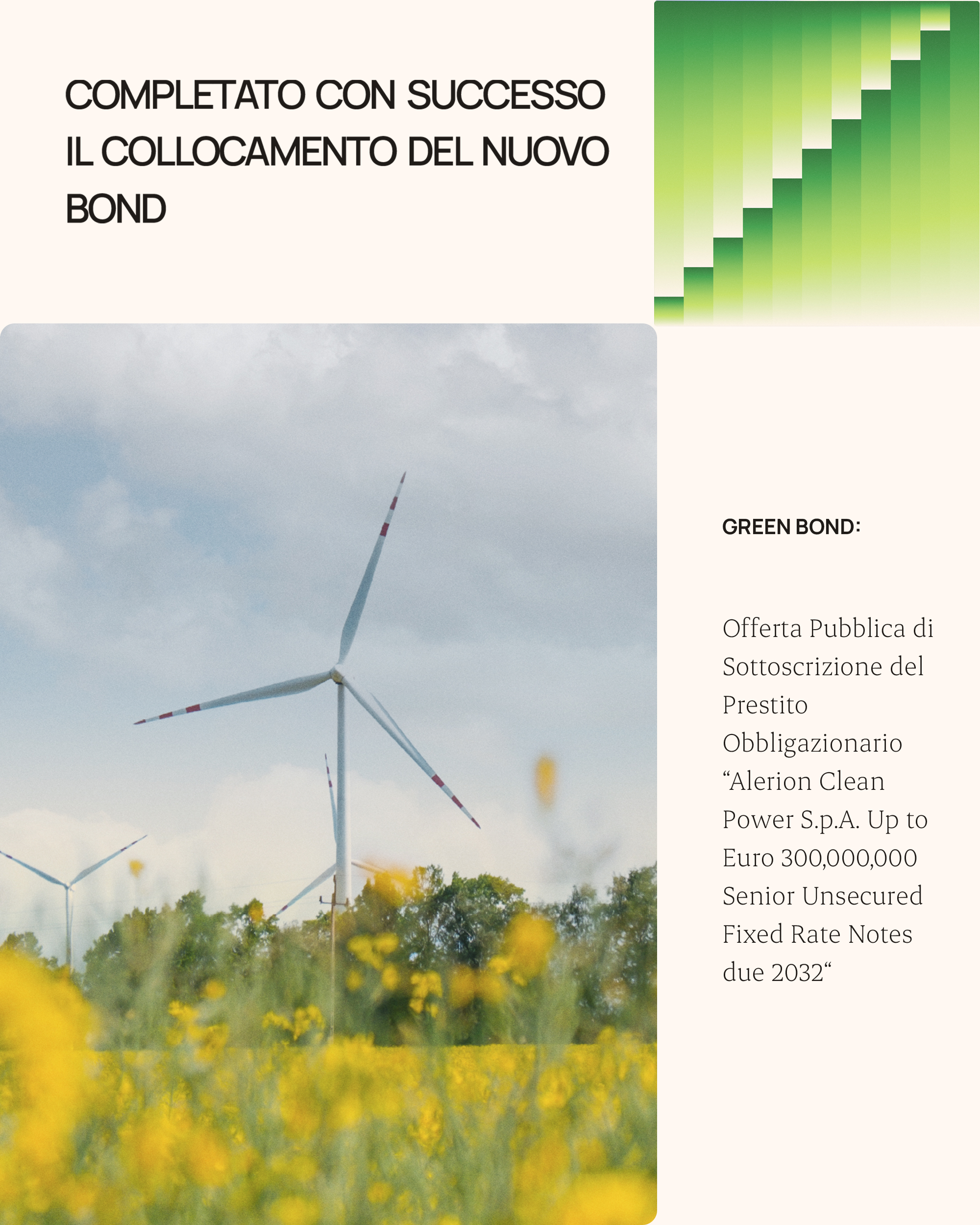 Forte fiducia del mercato: Collocato con successo il Green Bond 2026 per 300 milioni di euro